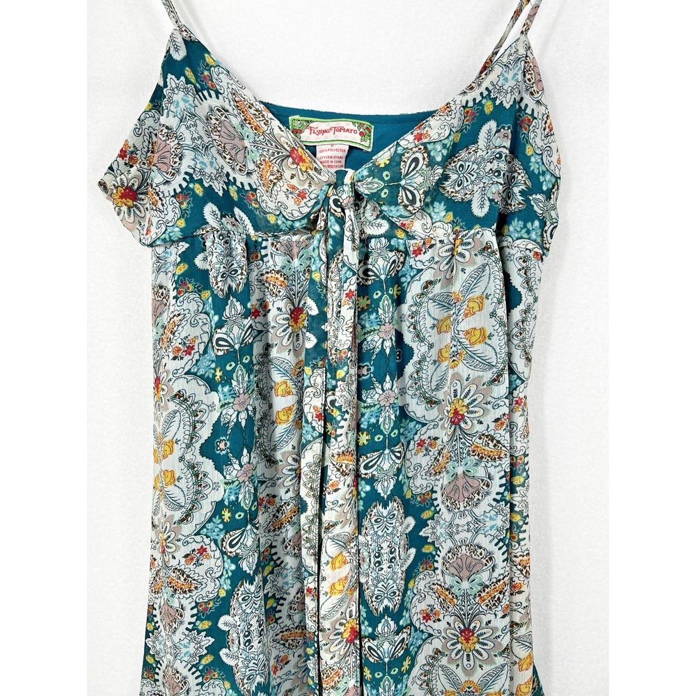 Flying Tomato‎ M Babydoll Dress Boho Printed Floral Tie Front - Picture 3 of 14